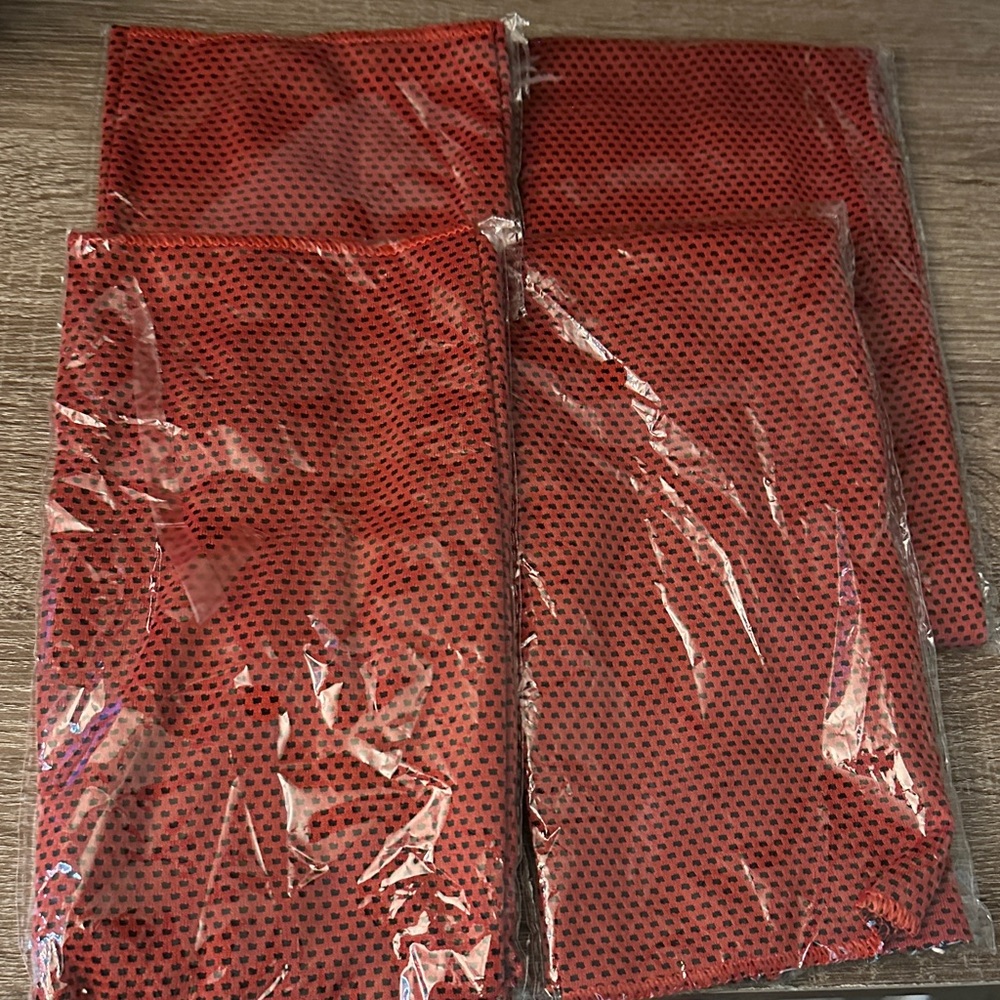 Vibrant Red and Black Mesh Fabric Set